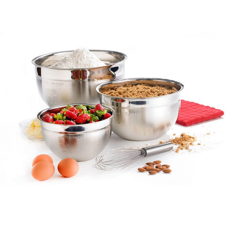 Image of Cuisipro  Silver Stainless Steel Mixing Bowl - Set of 3 - Cuisipro USA