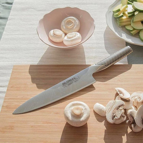 Image of Global 2pc set 8" chef knife and ceramic sharpener (71G2 + 71220GB) ｜ Global G-2 Knife and Sharpener Set